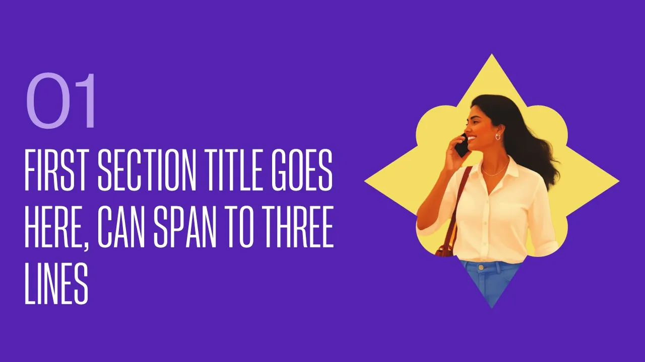 Devider slide with section title template variant one for Aspora