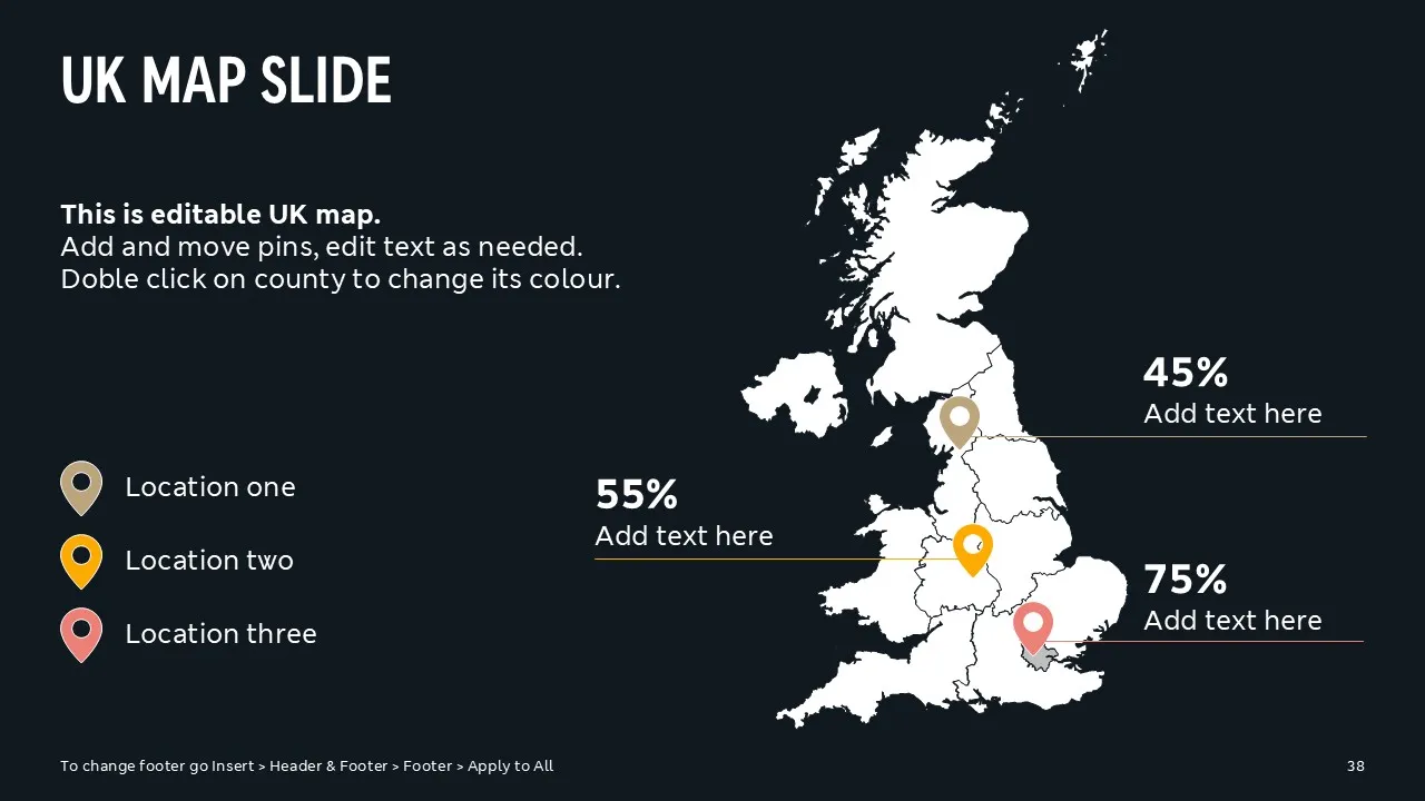 The UK map chart with figures and legend template M&S Property