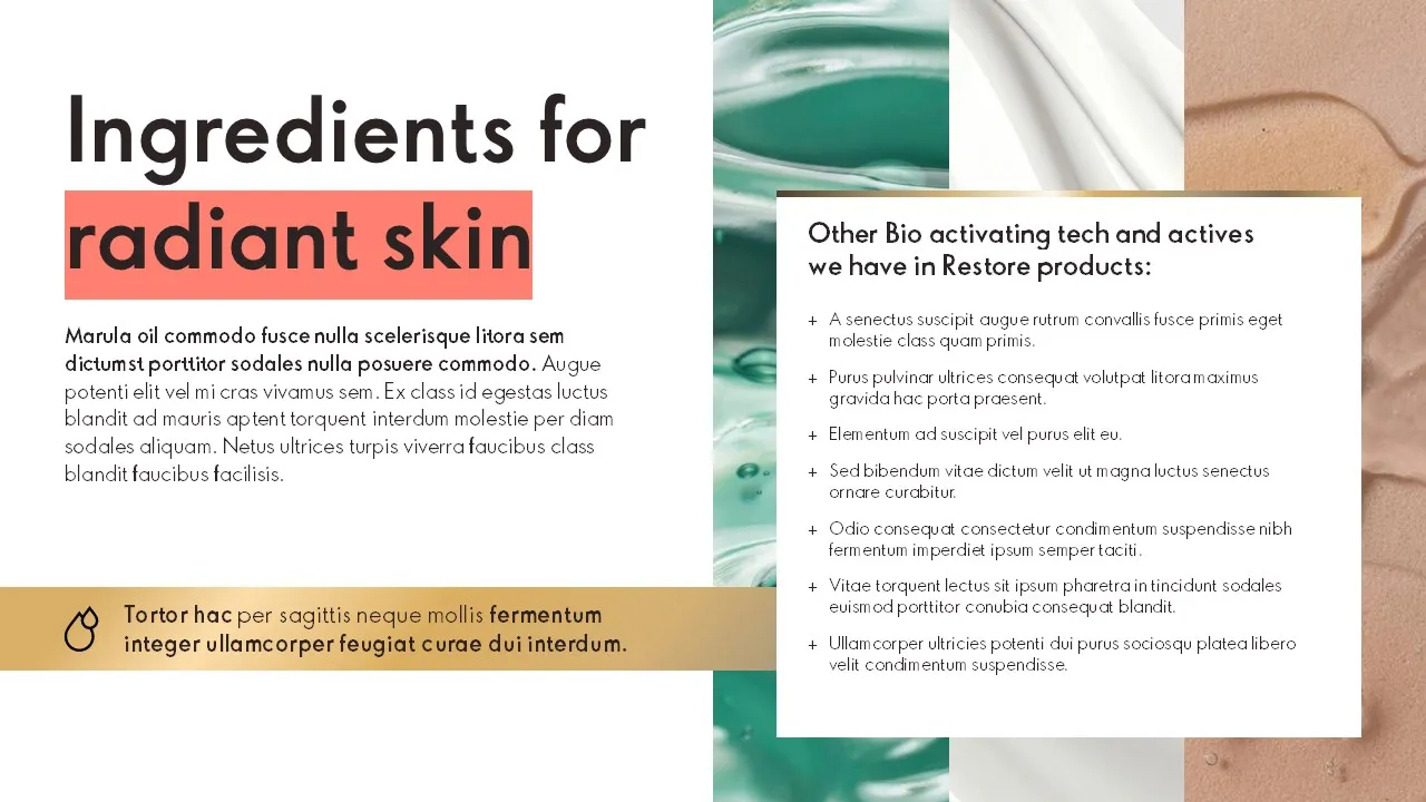 Example Slide Novage+: Ingredients for radiant skin