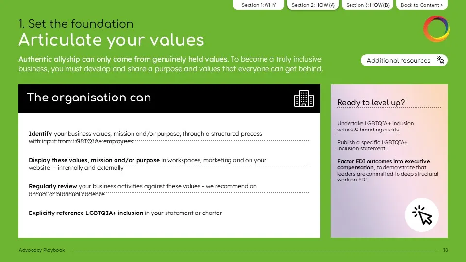 Example Slide Ourvertising: Set the foundation, Articulate your values - Slide 2